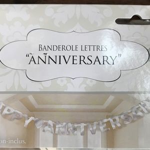 Amscan Happy Anniversary Silver Hanging Sign 1 Piece 7.8 Feet